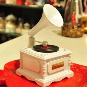 木製 アンティークオルゴール 蓄音機 かわいい 癒しグッズ インテリア