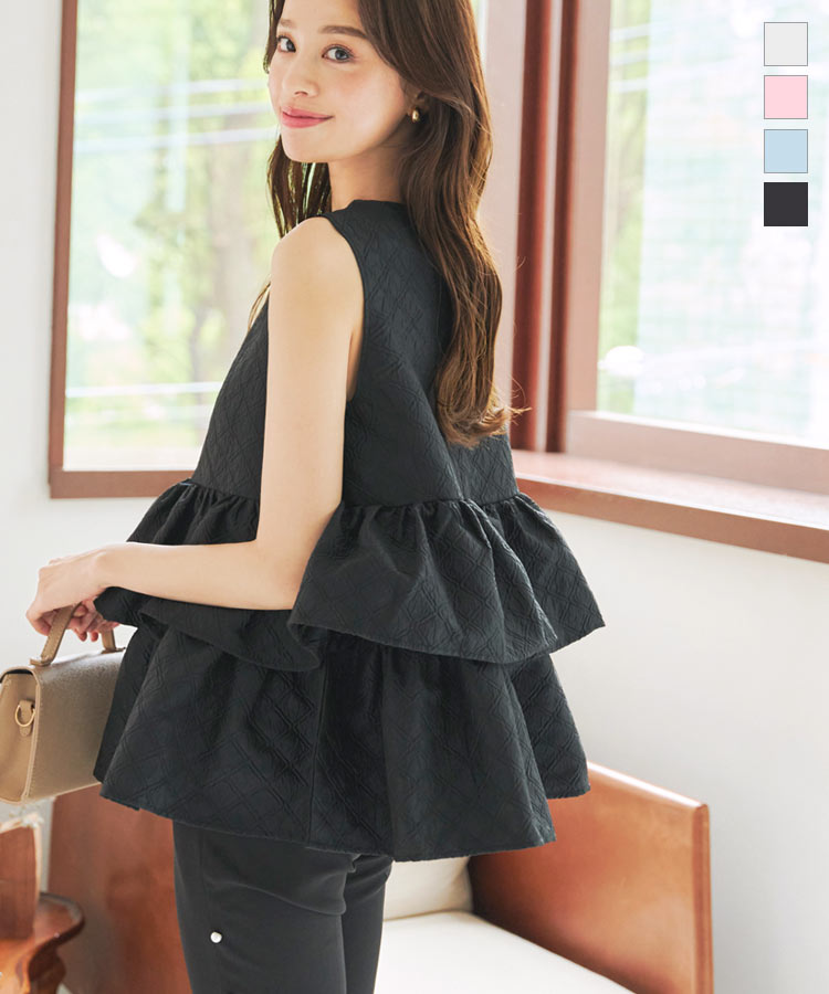 KOBE LETTUCE（神戸レタス） トップス ブラウス 白 黒 ノースリーブ 夏