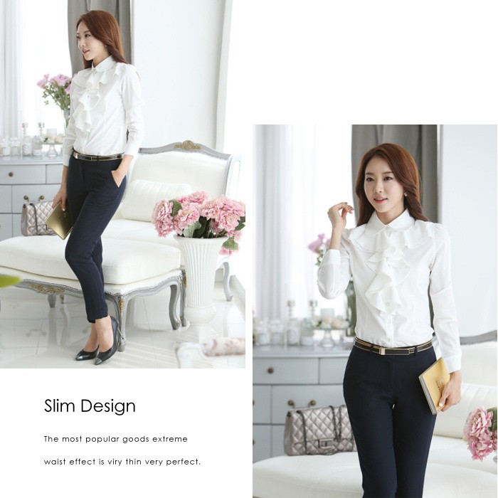 culeboo Curensology フリル付き長袖シャツ ホワイト culeboo