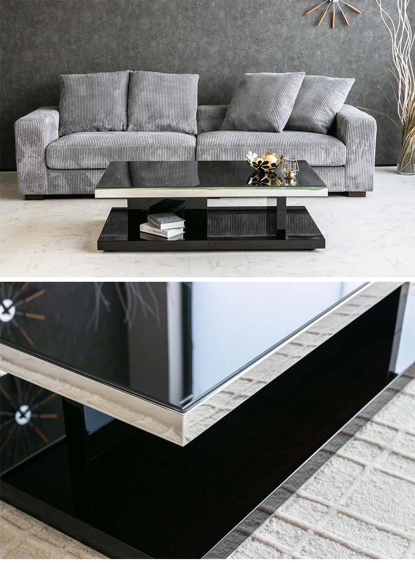 センターテーブル ガラステーブル ローテーブル おしゃれ モダン 黒檀