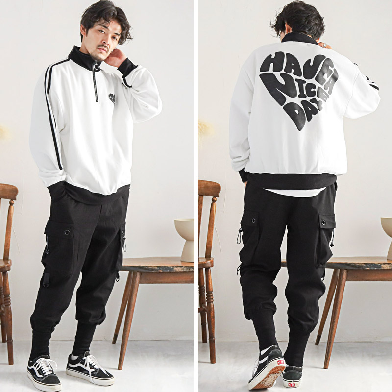 トレーナー メンズ レディース 裏起毛 あったか ハーフジップ ZIP 袖