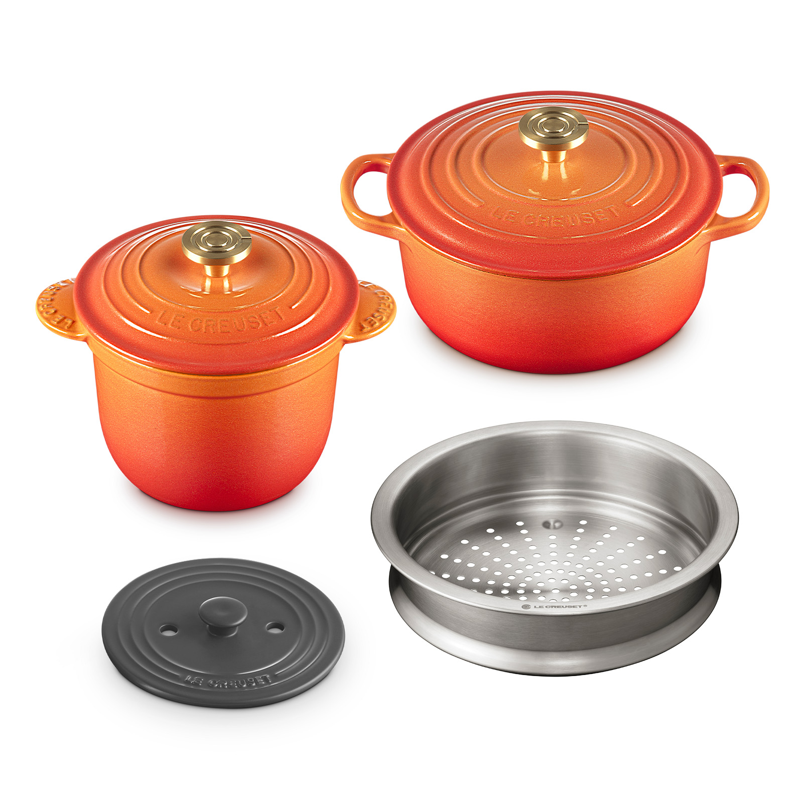 Le Creuset（ル・クルーゼ） セット 鍋 ホーロー鍋 両手鍋 スチーマー