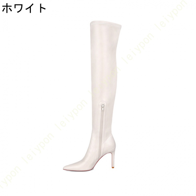 ニーハイブーツ 黒 白 赤 大きいサイズ ピンヒール レディース ブーツ