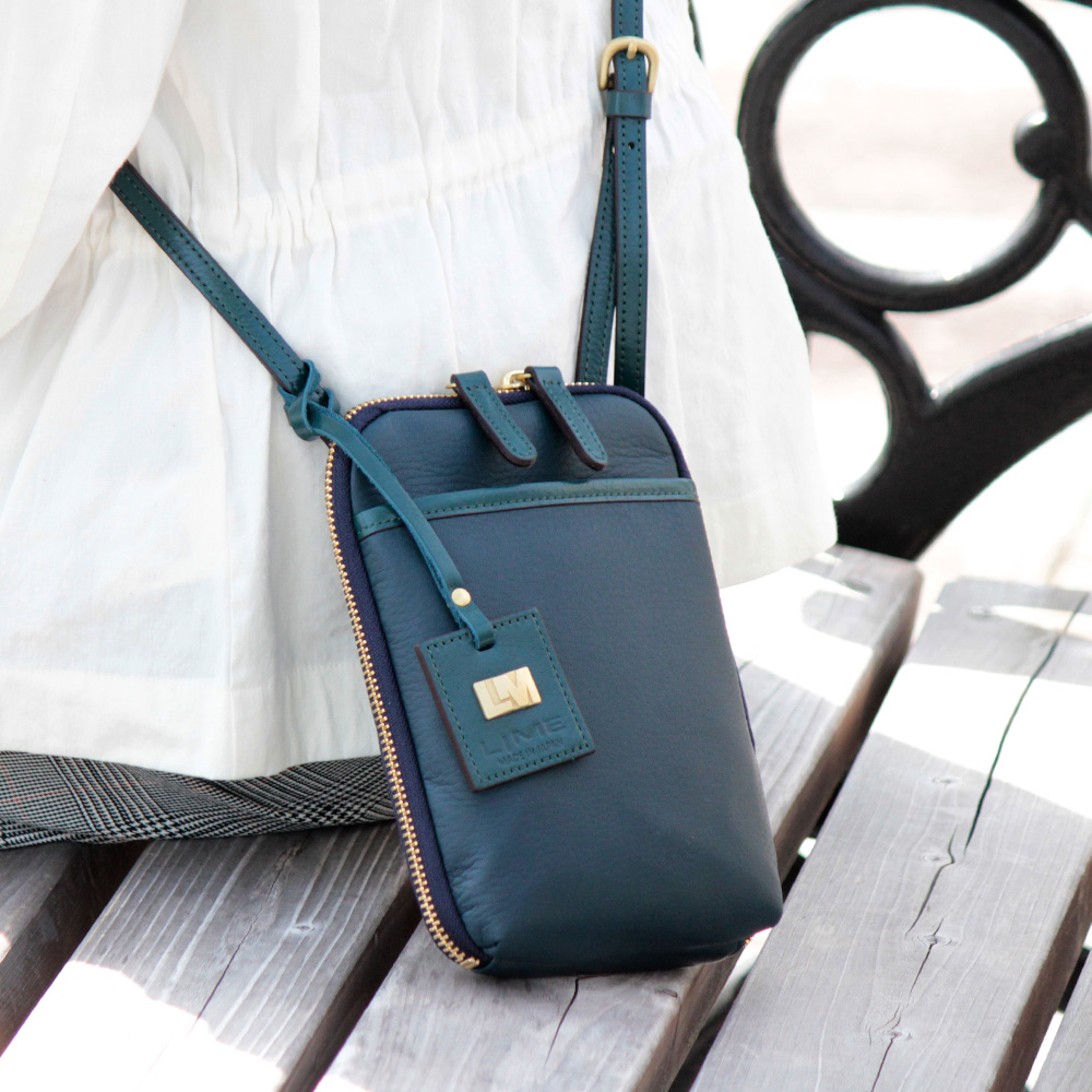 LIME made in japan お財布ショルダー スマホショルダー 本革 スマホ