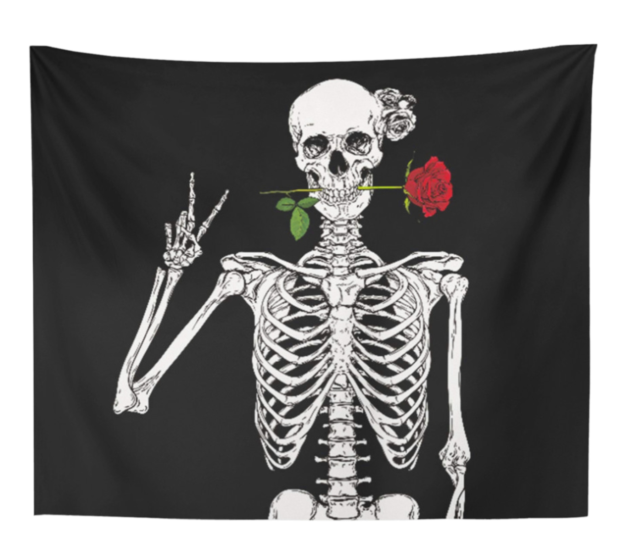 タペストリー スケルトン ガイコツ 骸骨 ドクロ スカル おしゃれ バラ