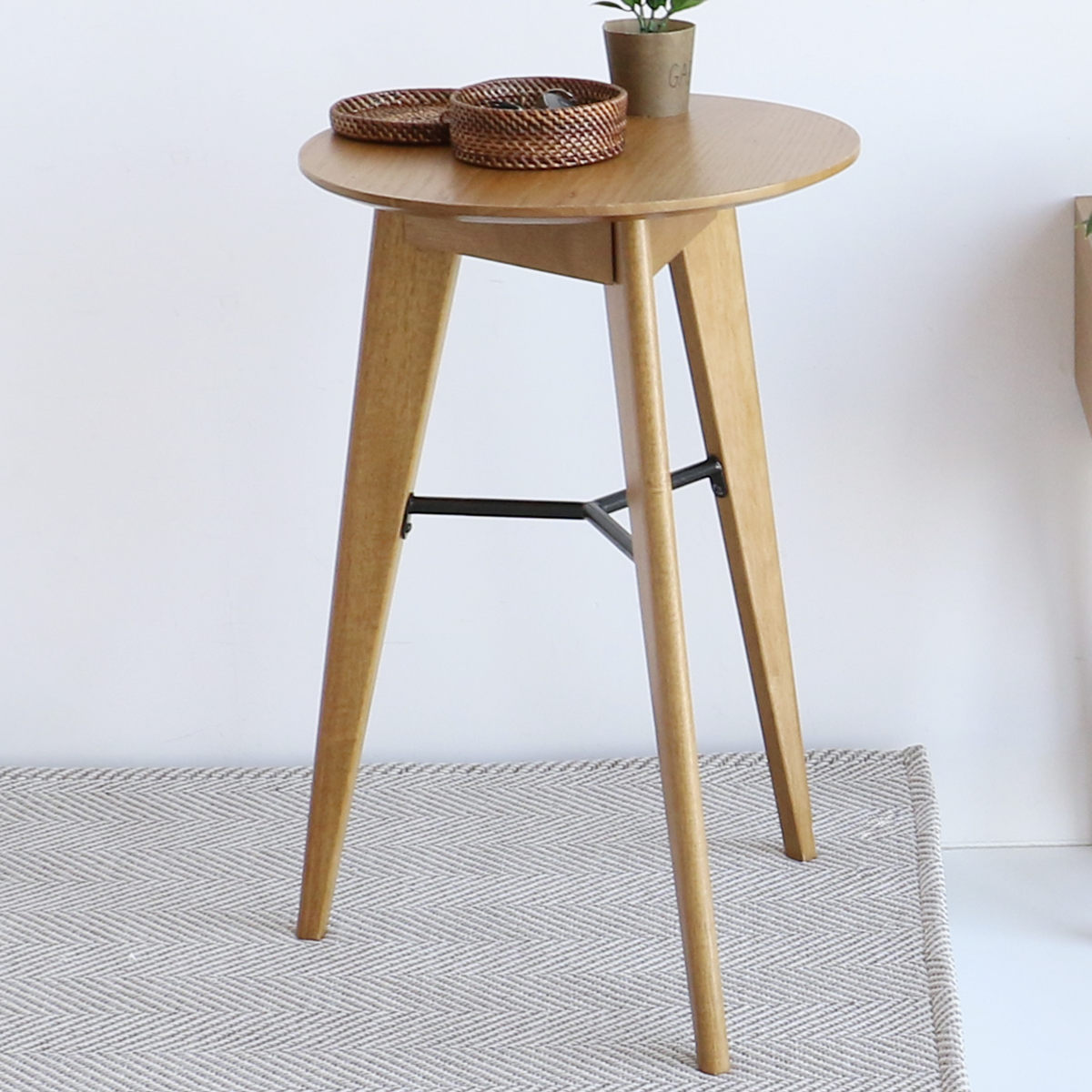 サイドテーブル 円型 直径38cm 高さ59cm ソフトヴィンテージ風 Rasic