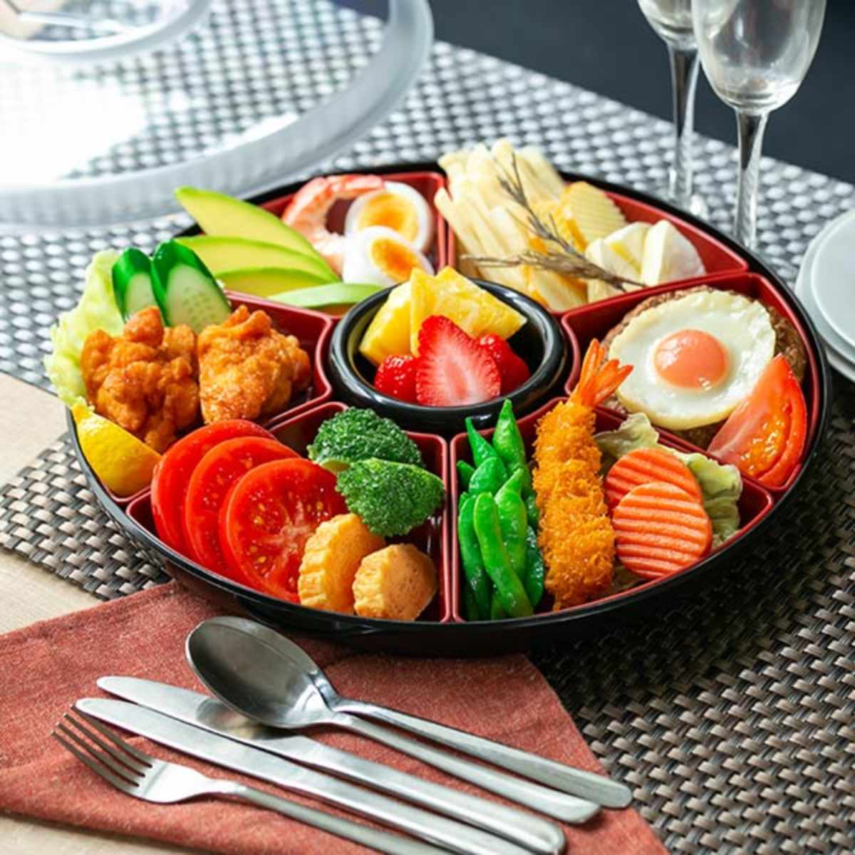 イノマタ化学 手巻き寿司セット プラスチック ふた付き しゃもじ付き