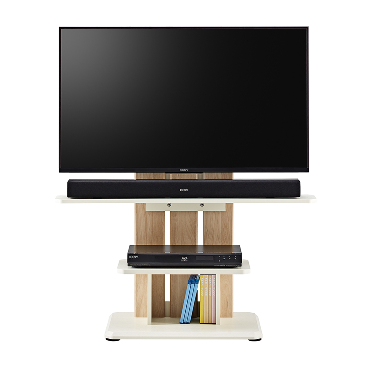 朝日木材加工 テレビ台 フロアスタンド 北欧風 キャスター付 55V型対応