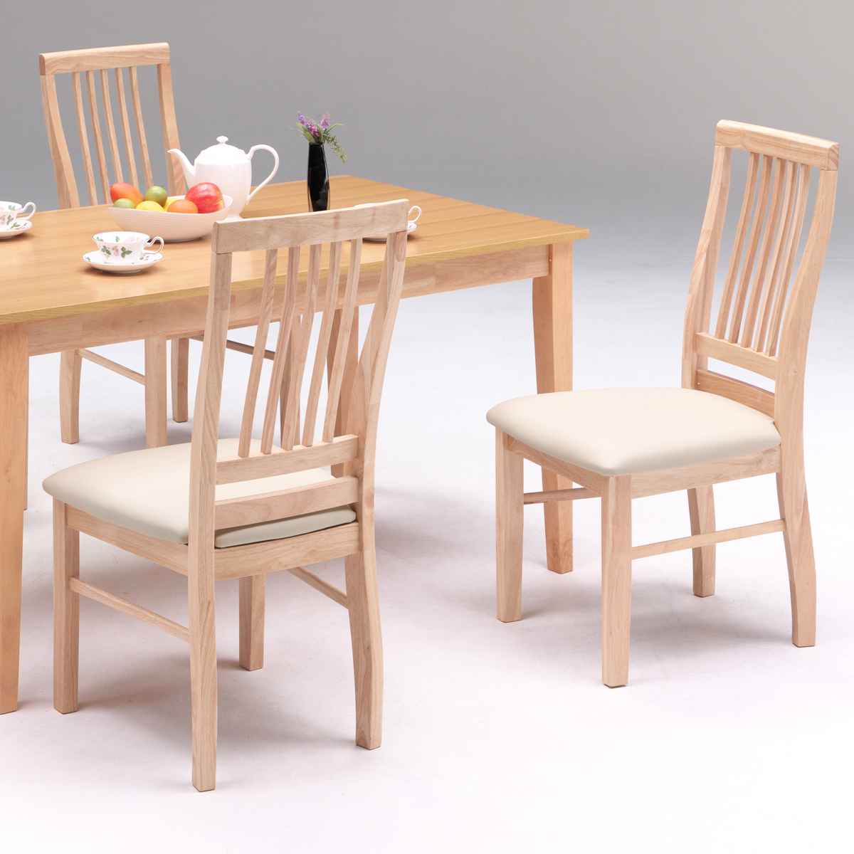 ダイニングチェア 2脚セット 座面高43cm 木製フレーム （ 開梱設置