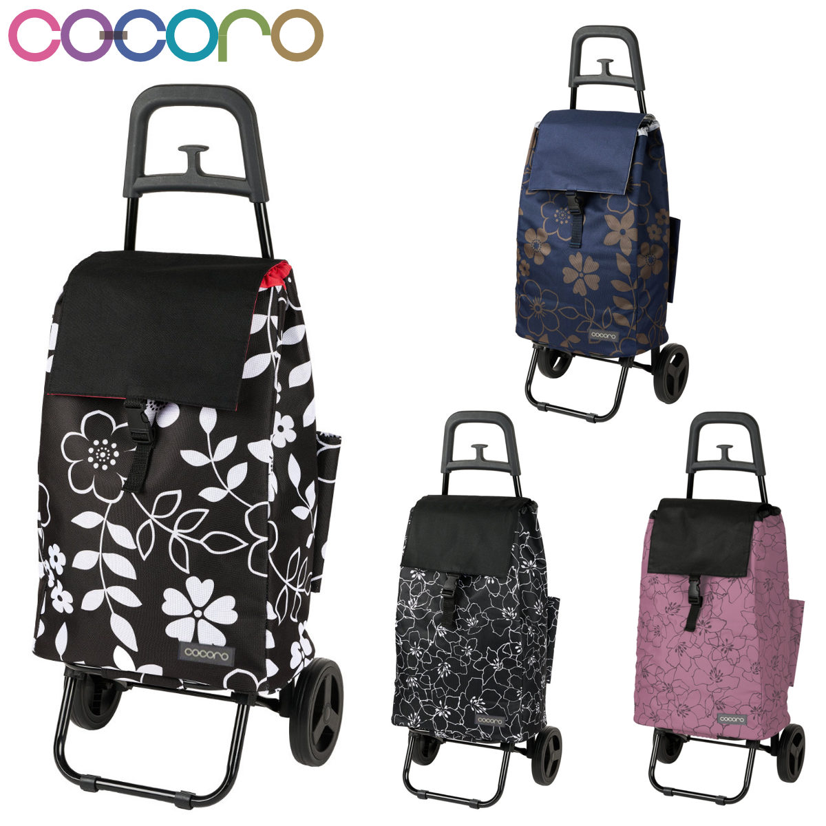 特典付き ショッピングカート cocoro 花柄 折りたたみ おしゃれ 大容量