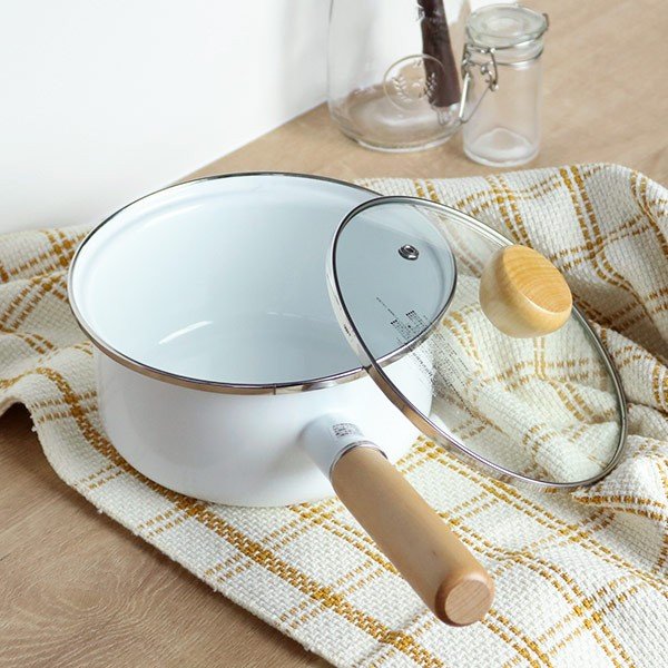 パール金属 片手鍋 16cm IH対応 ホーロー 蓋付き アミュレット （ ガス