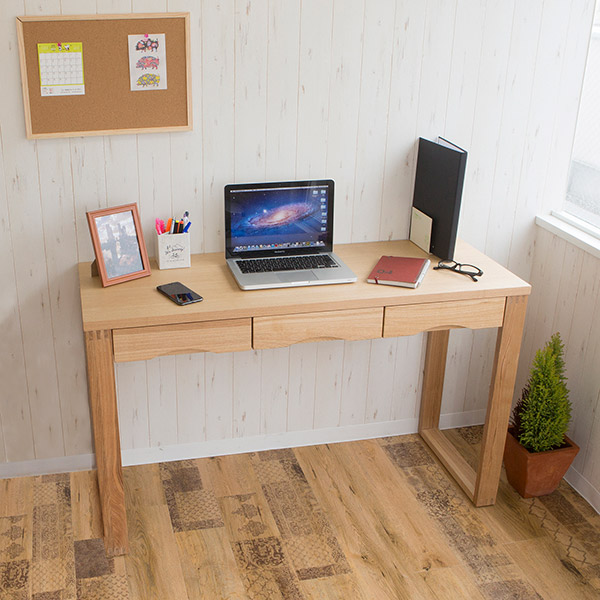 ワークデスク 学習机 幅120cm×奥行45cm タモデスク 引き出し付 （ 机