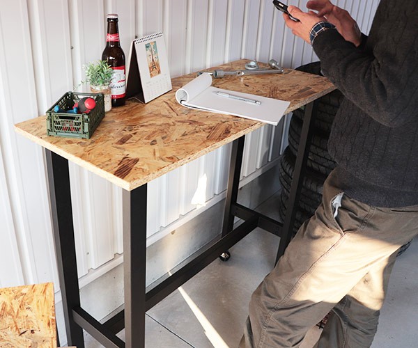 カウンターテーブル 高さ90cm カウンター デスク OSB 木製 スチール