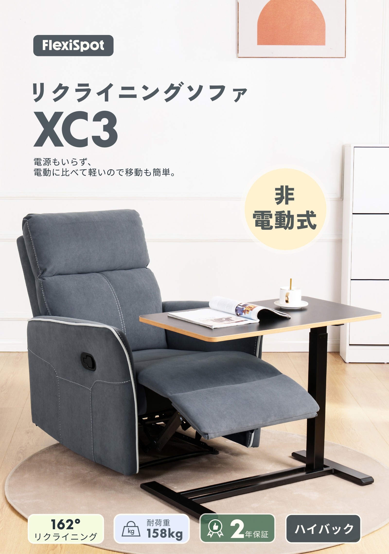 FlexiSpot リクライニングチェア 一人用 リクライニングソファ 手動