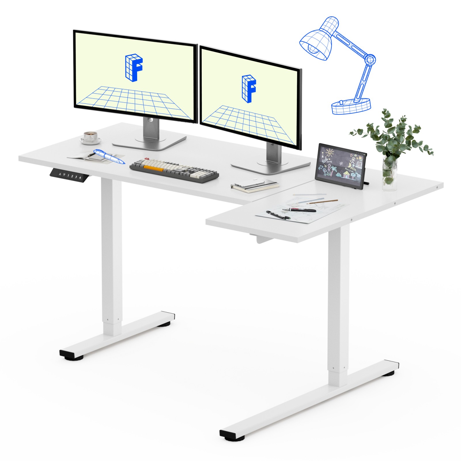 FlexiSpot L字型デスク デスク L字 昇降 電動 昇降デスク 昇降