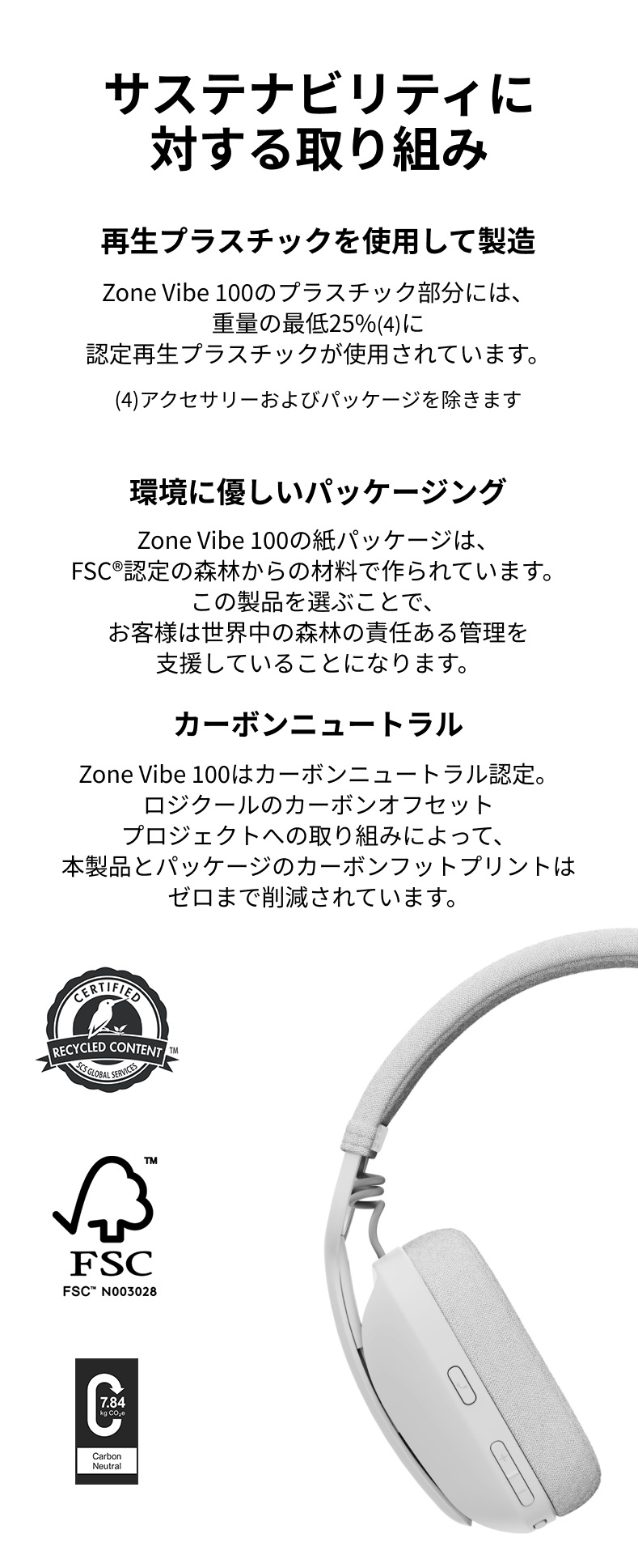 logicool（ロジクール） ヘッドセット ZONE VIBE 100 Zonev100