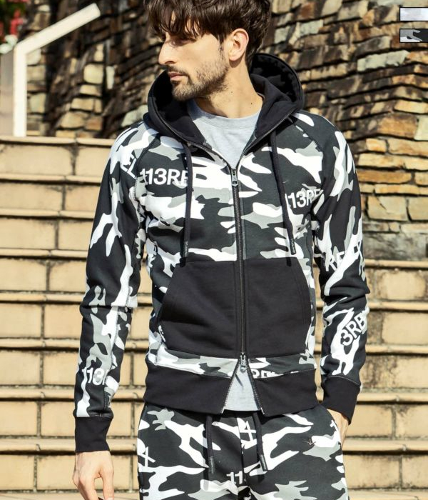 1PIU1UGUALE3 RELAX ヘビースウェットカモ柄パーカー フーディー