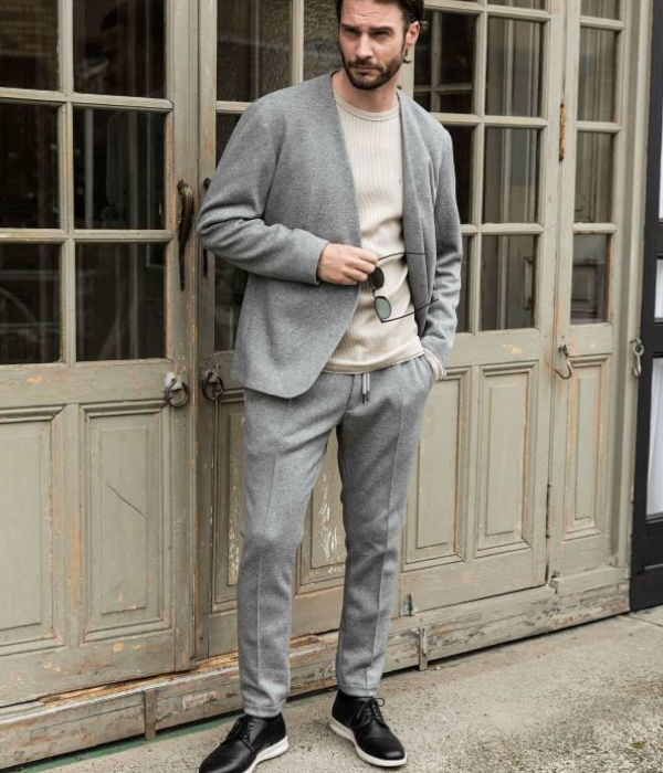 1PIU1UGUALE3 RELAX セットアップ メンズ スーツ 大人 ノーカラー 上下