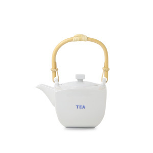 上出長右衛門窯 TEA字 角急須 小 九谷焼 染付 急須 磁器 茶器