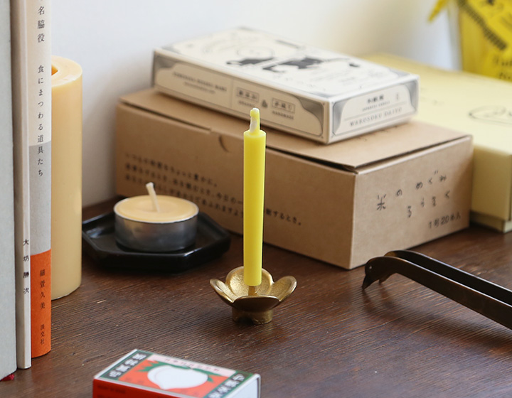 能作 和ろうそく なのはな燭台 高澤ろうそく 真鍮製 菜の花 ろうそく
