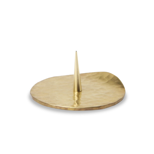 大與 真鍮の燭台 鎚板 角/丸 燭台 ろうそく立て ローソク立て