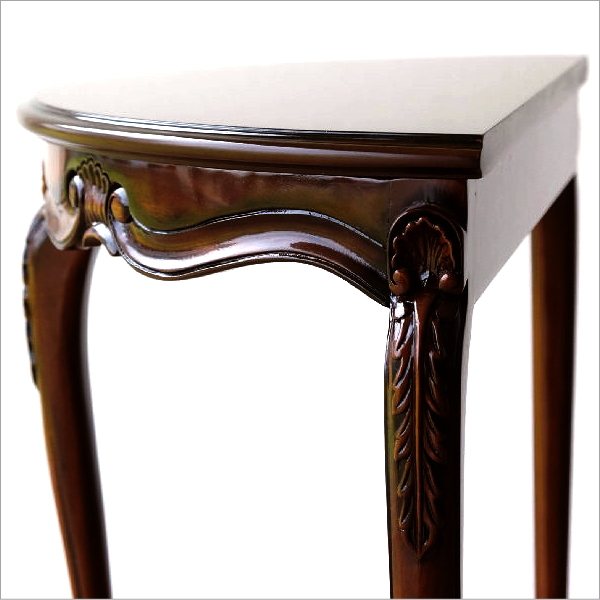 コンソールテーブル 玄関 アンティーク 半円 猫脚 猫足 花台 木製