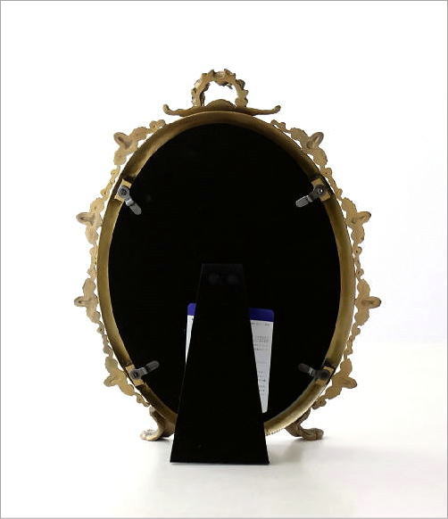 卓上ミラー 真鍮 アンティーク ゴールド 楕円 オーバル おしゃれ 化粧