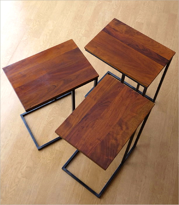 サイドテーブル 木製 アイアン コの字型 ソファサイドテーブルマガジン