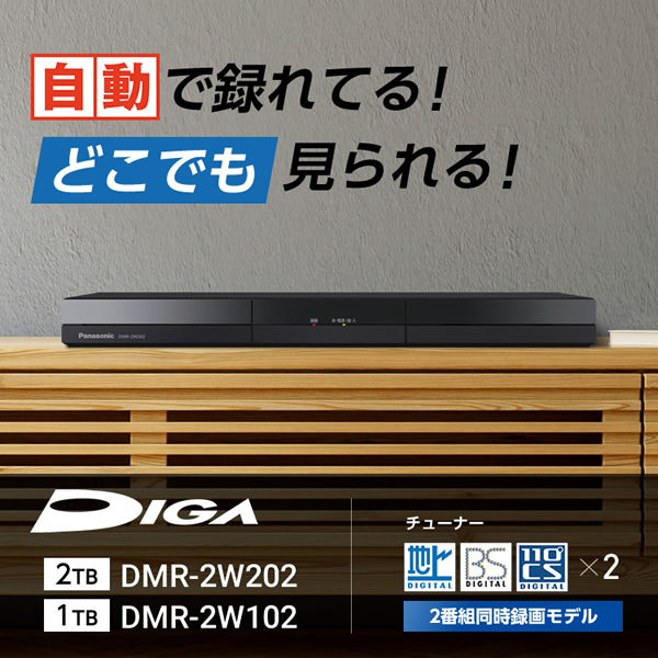 DIGA ブルーレイレコーダー 2番組同時録画 パナソニック Panasonic 2TB