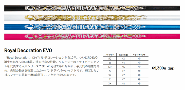 CRAZY（クレイジー） シャフト ドライバー用 RD EVO : ゴルフハンズ
