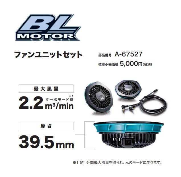 マキタ（makita） 在庫あり 分割式BL ファンジャケット用 ファン