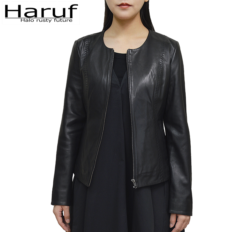 Haruf（ハルフ） ノーカラージャケット レザージャケット 革ジャン