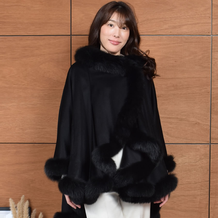 Merfirge 爆買 ポンチョ ケープ 日本製 カシミヤ 100％ SAGA