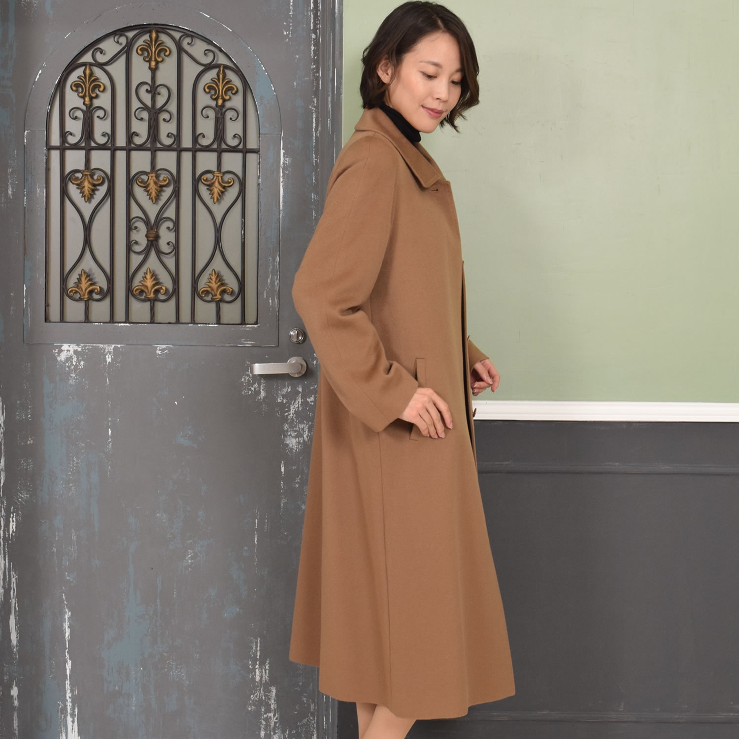 爆買 ステンカラーコート イタリア最高素材 カシミヤ カシミア 100