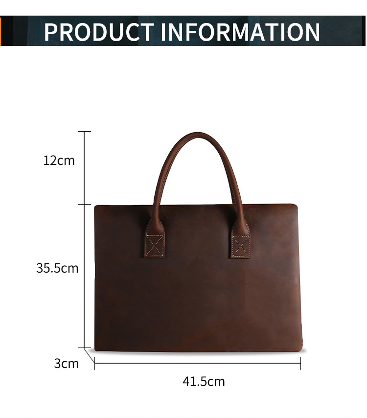 ブリーフケース 本革 メンズ ビジネスバッグ ダークブラウン 厚手