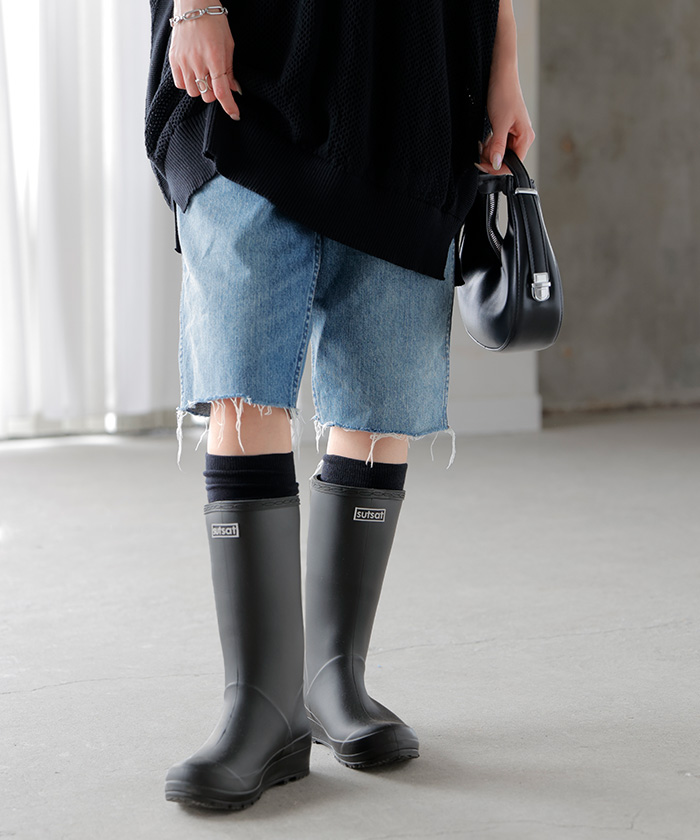 HUG.U（ハグユー） レインブーツ ロング丈 23.0cm 〜 24.5cm 長靴 ロゴ