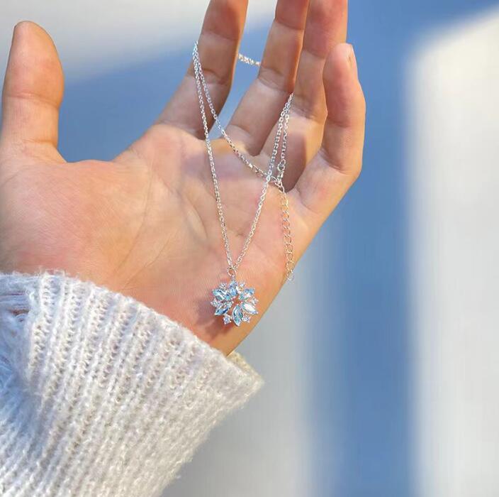 ネックレス ブルークリスタルチェーンネックレス 送料無料 大人