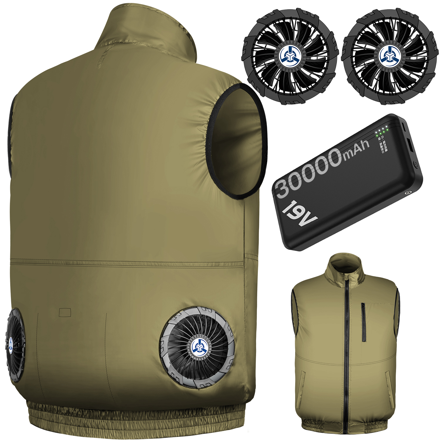 空調作業服 ファン付き作業服 ベスト 30000mAhバッテリー付き 4段階