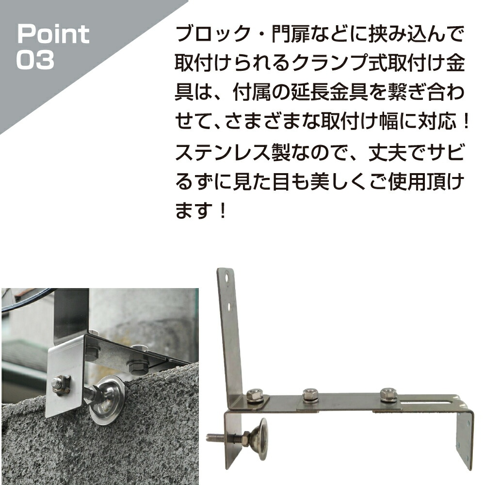 ガレージミラー 家庭用 ブロック クランプ 挟み込み グレー角型 190