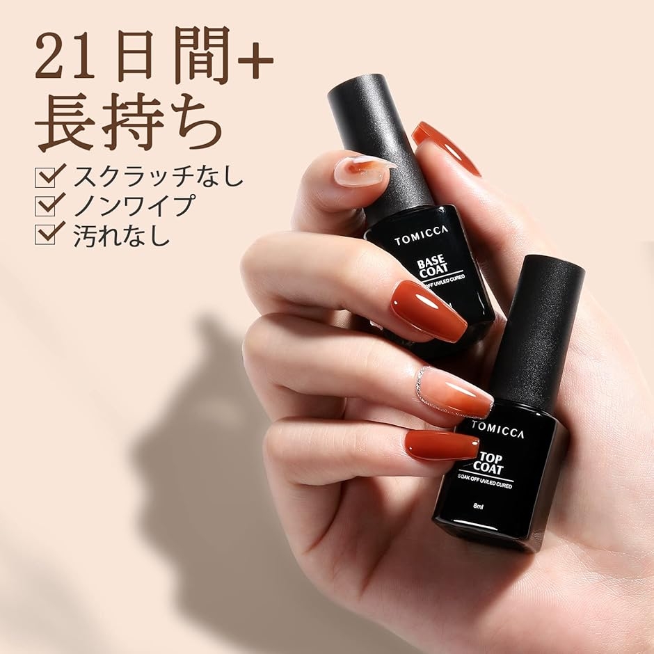 トップコート ベースコート ジェルネイル 8ml 2本セット ノンワイプ