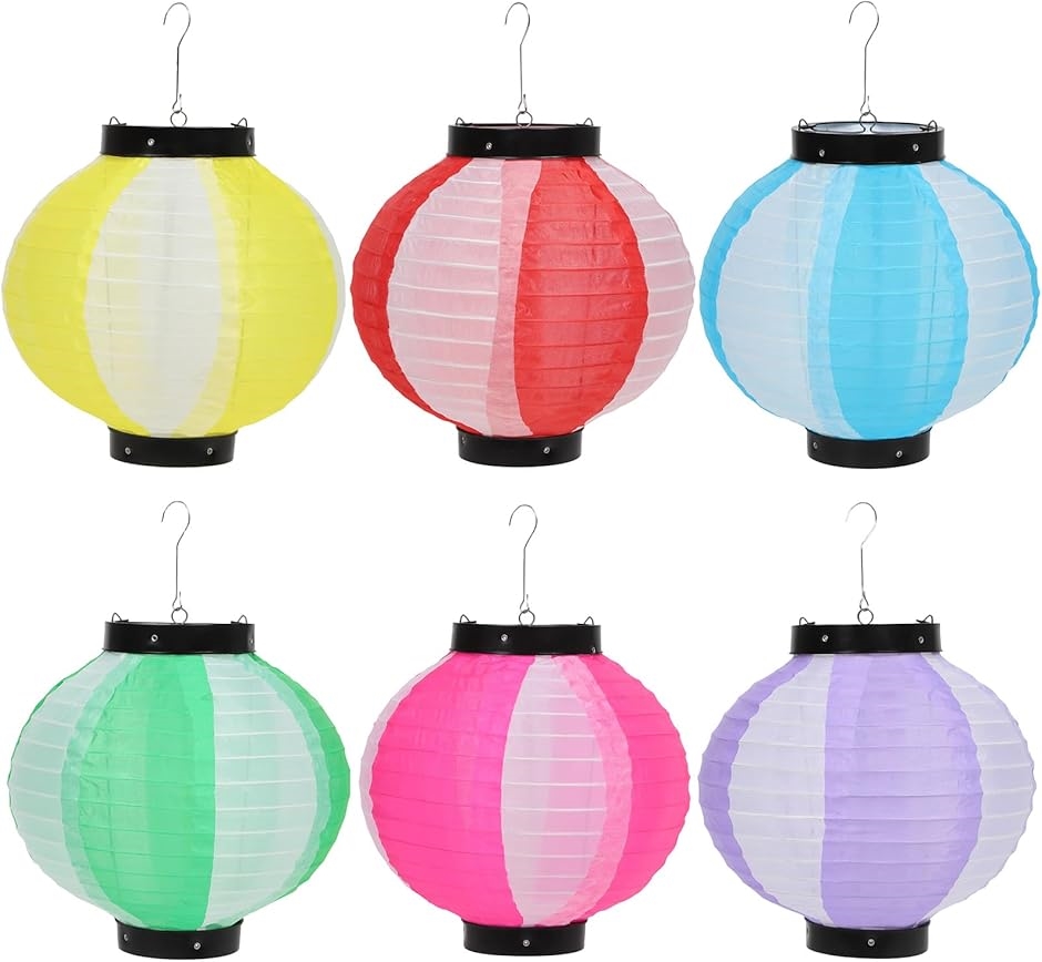 カラー ちょうちん 6個セット ナイロン製 提灯 お祭り 七夕 花火大会
