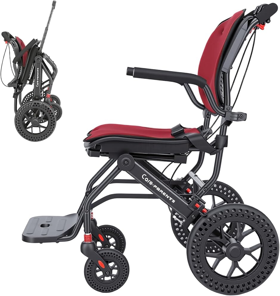 軽量車椅子 介助型 アルミ製 折りたたみ式 コンパクト車椅子 衝撃吸収