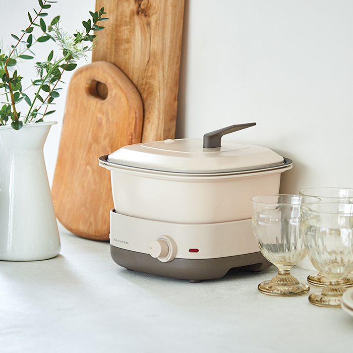 recolte（レコルト） 電気鍋 グリル鍋 ポットデュオ キャレ RPD-4 1人