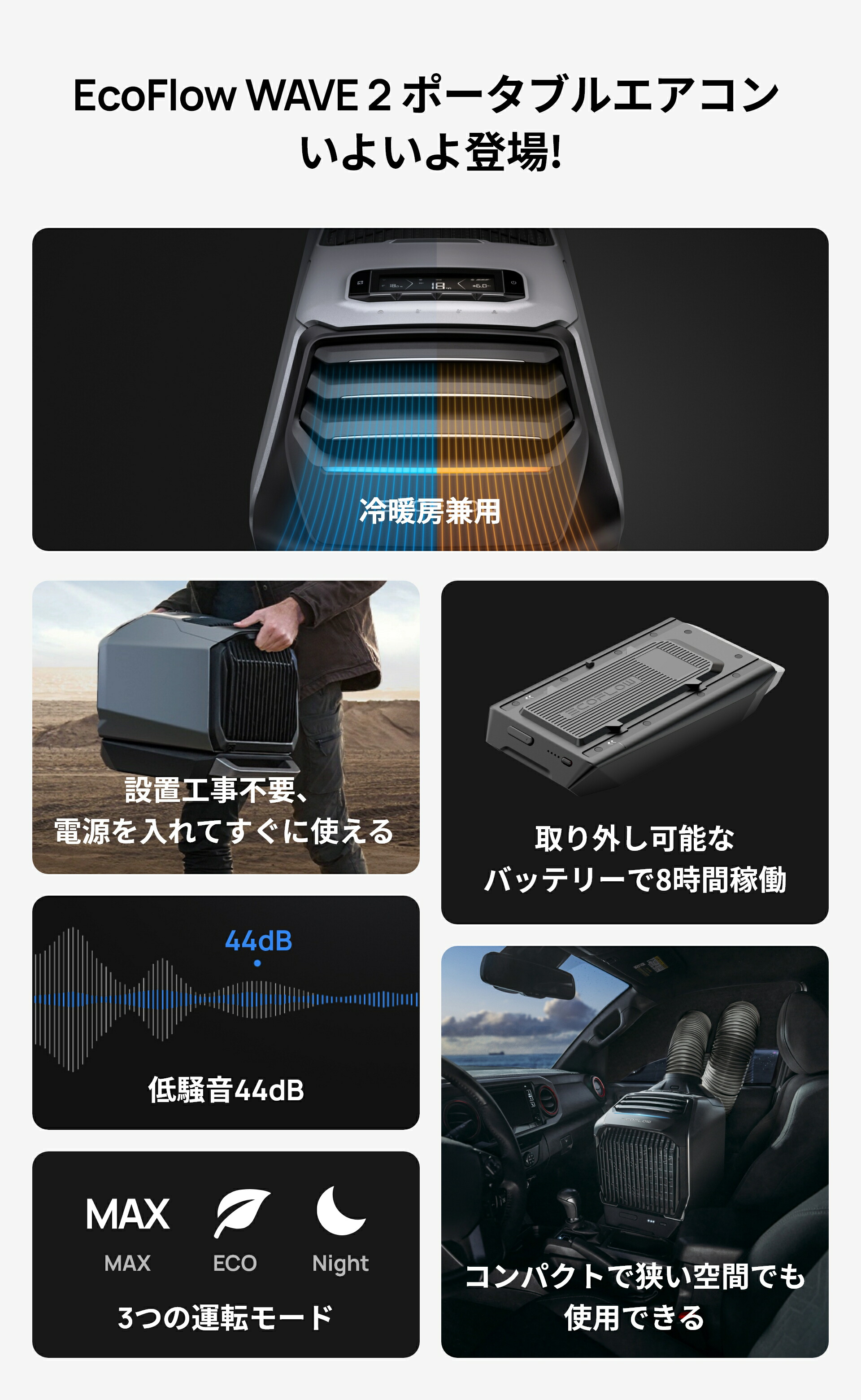 ECOFLOW ポータブルエアコン WAVE 2 ポータブルクーラー 冷風機 冷暖房
