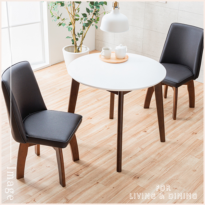 ダイニングテーブルセット 3点 2人 ホワイト 丸テーブル 白 鏡面 80cm