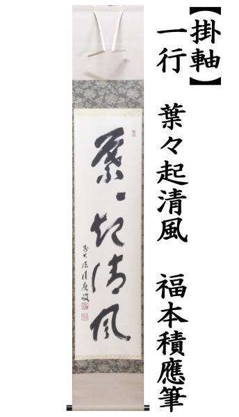 茶道具 掛軸 掛け軸 一行 葉々起清風 福本積應筆 茶道 : 茶道具いまや