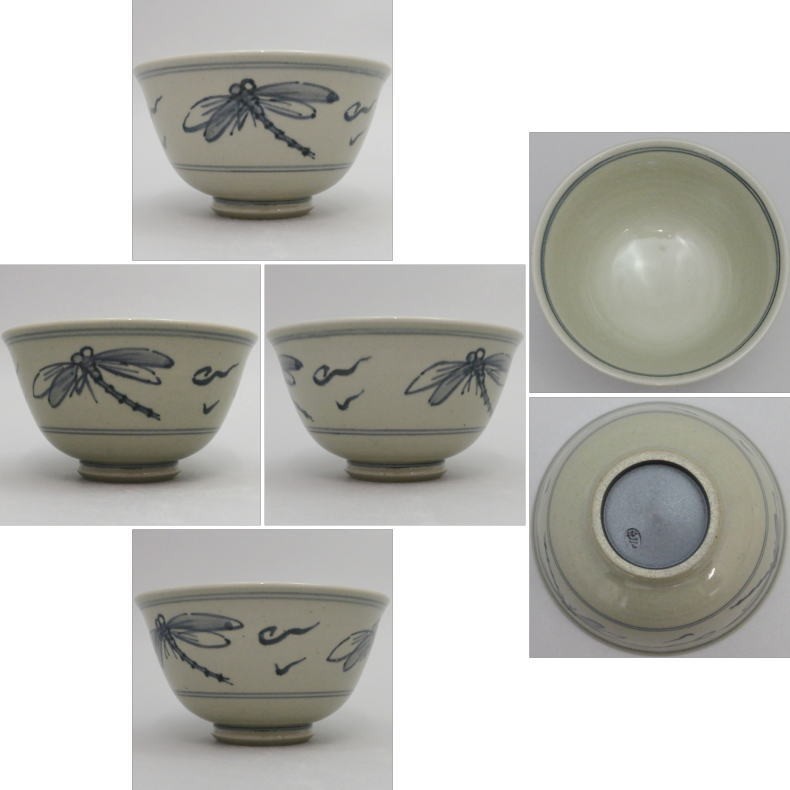 茶道具 抹茶茶碗 膳所焼き 安南写し とんぼ 岩崎新定作 陽炎園 茶道