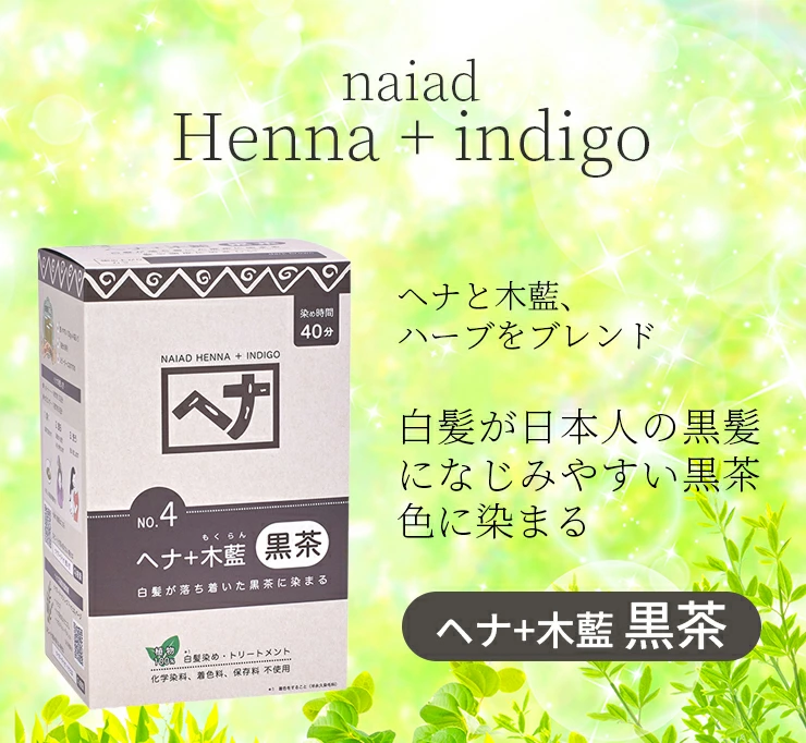 naiad（ナイアード） ヘナ+木藍 黒茶 No.4 徳用400g（100g×4袋
