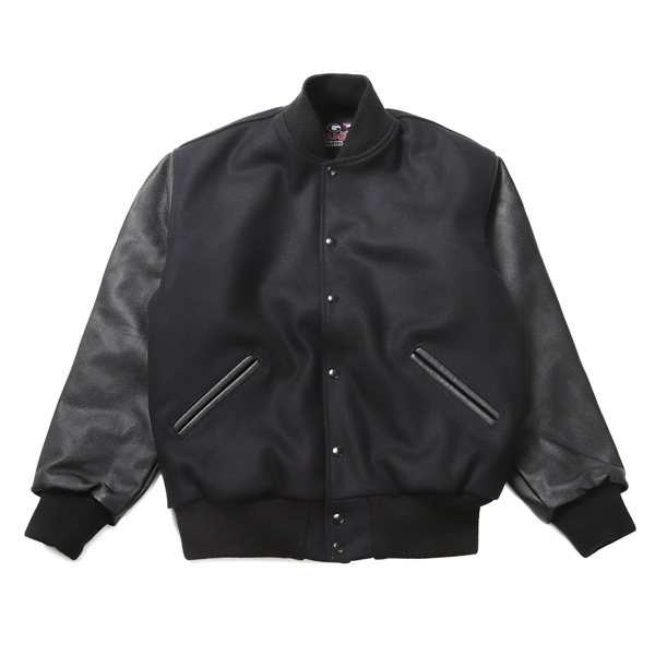 スタジアムジャケット スタジャン 無地 アメリカ製 ウール×レザー