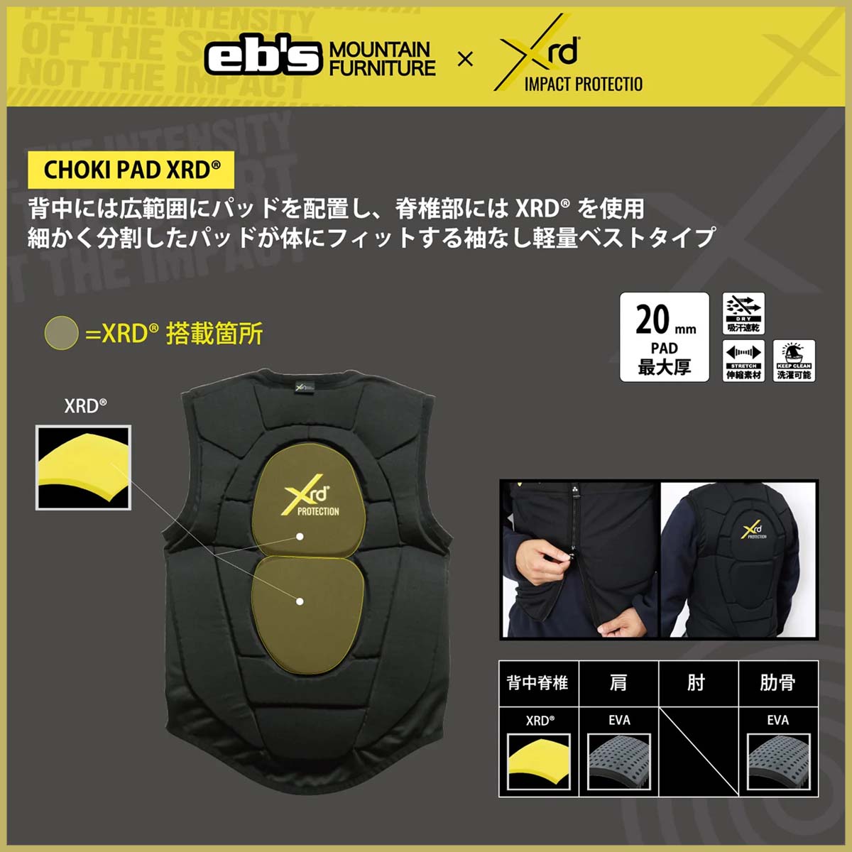 eb's（エビス） 25/26 スノー プロテクター ベスト 大人 スノボ スキー